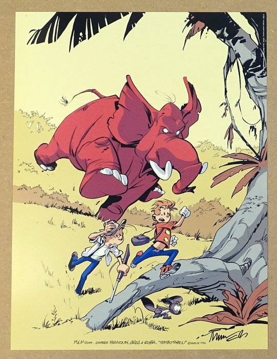 Munuera Jose Luis - 1 Offset Print - Spirou et Fantasio - Eléphant rouge