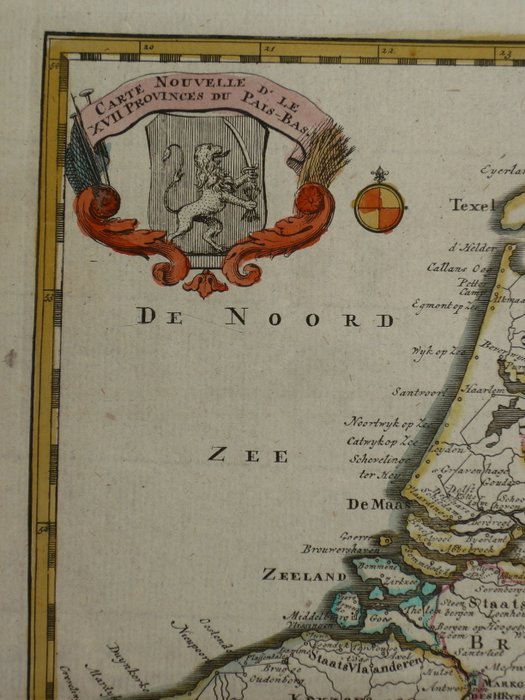 Holland - Belgien, Luxembourg; Hendrik de Leth - Carte Nouvelle d' le XVII Provinces du Pais Bas - 1740