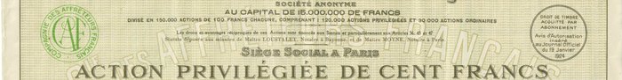 Frankrig. - 100 Francs - 1934 - Affréteurs Français  (Ingen mindstepris)