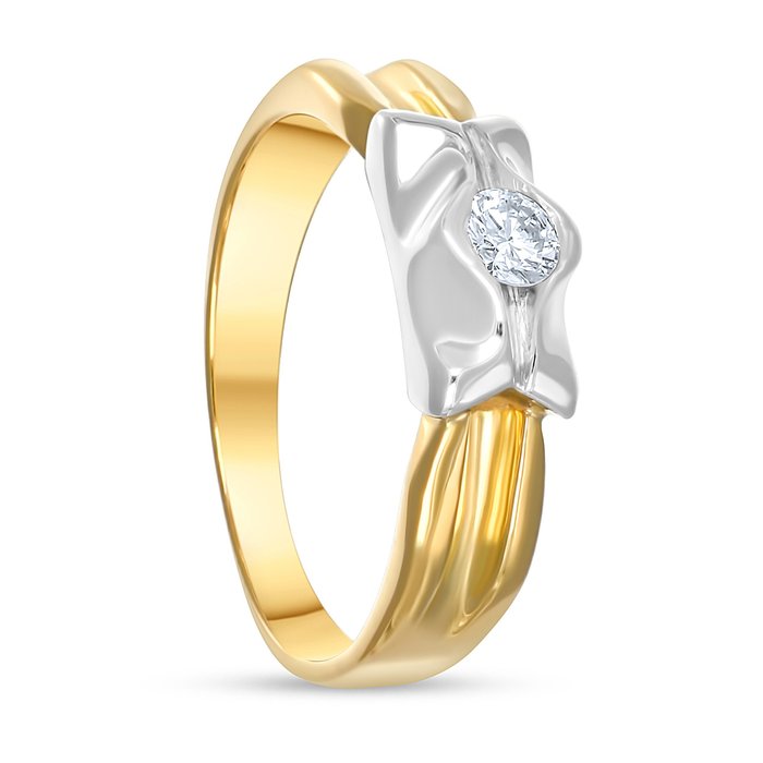 Ring - 18 kraat Gulguld, Hvidguld -  0.14ct. tw. Diamant (Natur)