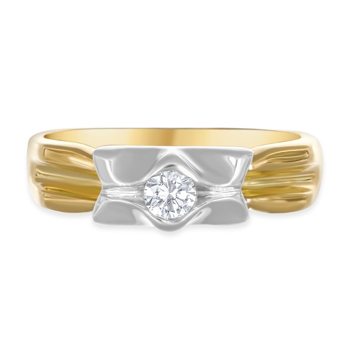 Ring - 18 kraat Gulguld, Hvidguld -  0.14ct. tw. Diamant (Natur)