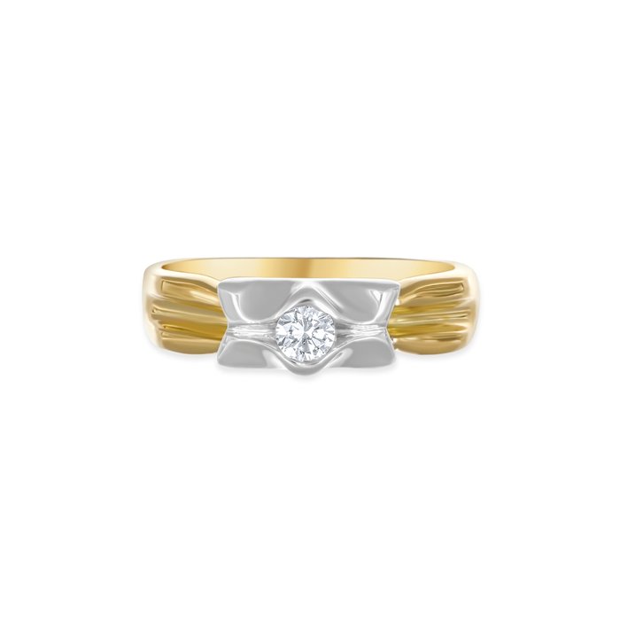 Ring - 18 kraat Gulguld, Hvidguld -  0.14ct. tw. Diamant (Natur)