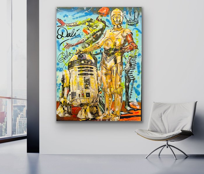 Joaquim Falco (1958) - Star Wars C3PO and ET on Dalí landscape. XXL