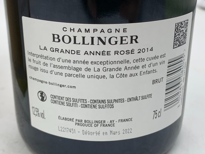 2014 Bollinger, La Grande Année - Champagne Rosé - 1 Flaske (0,75L)