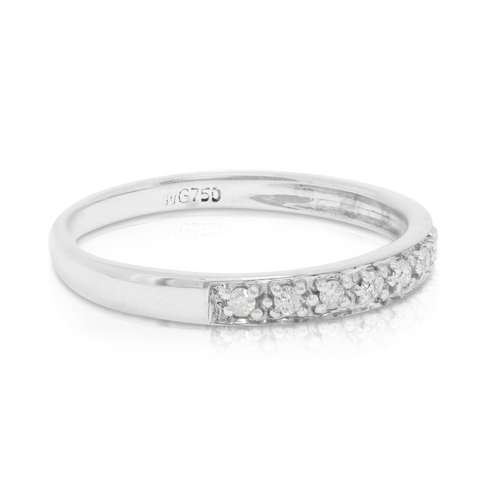 Ingen mindstepris - Ring - 18 kraat Hvidguld -  0.08ct. tw. Diamant (Natur)