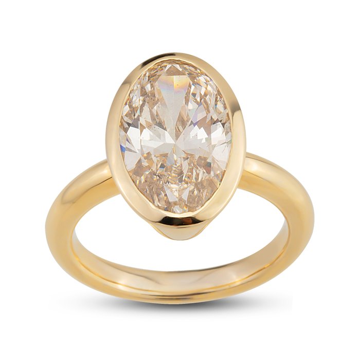 Ring - 18 kraat Gulguld -  5.03ct. tw. Diamant (Natur) - med IGI-certifikat