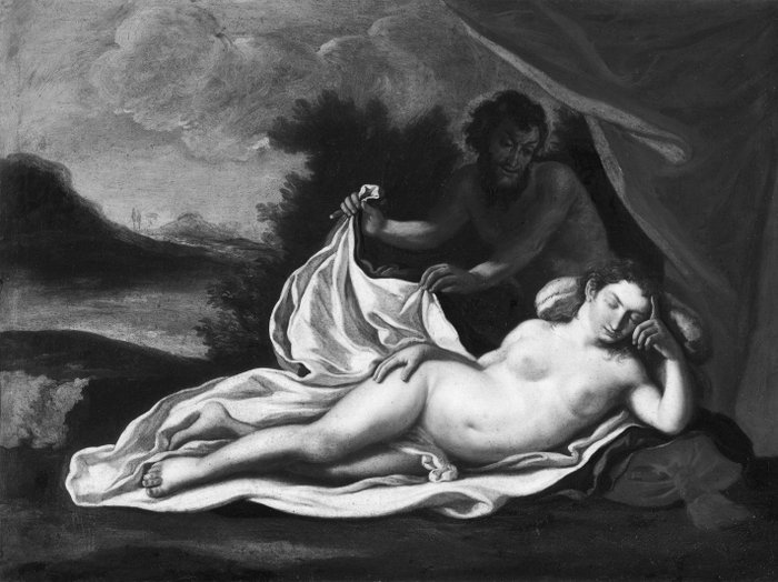 Francesco de Mura (1969 – 1784)  Aiuti - Venere spiata da Satiro