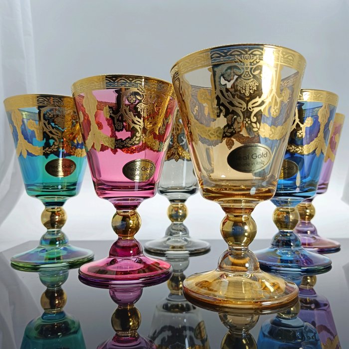 SECOLOVENTESIMO - Alterkalk (6) - Venice Gold Color Goblets - 24 kt guld