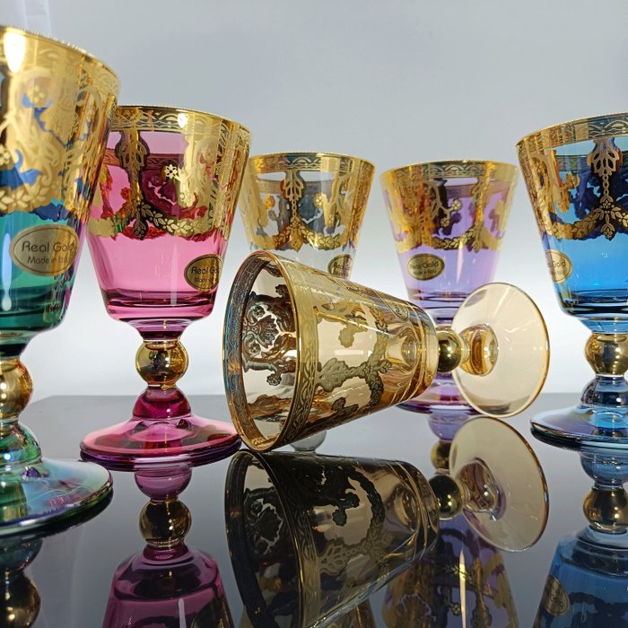 SECOLOVENTESIMO - Alterkalk (6) - Venice Gold Color Goblets - 24 kt guld