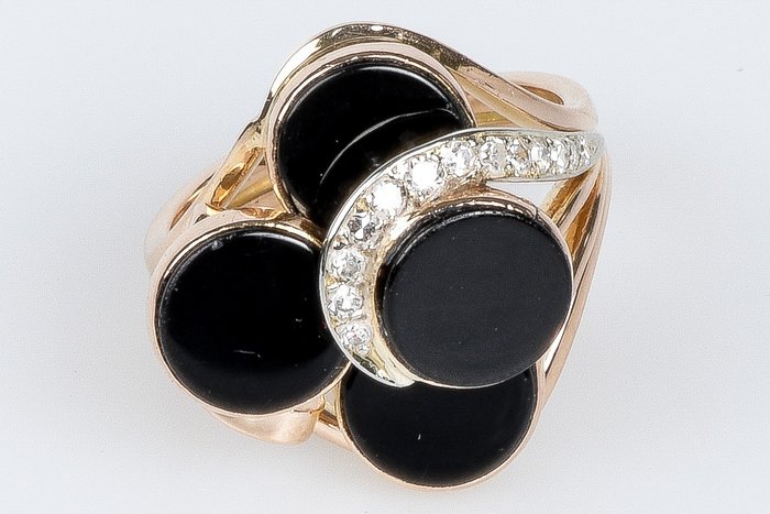 Ring - 18 kraat Rosaguld Onyx