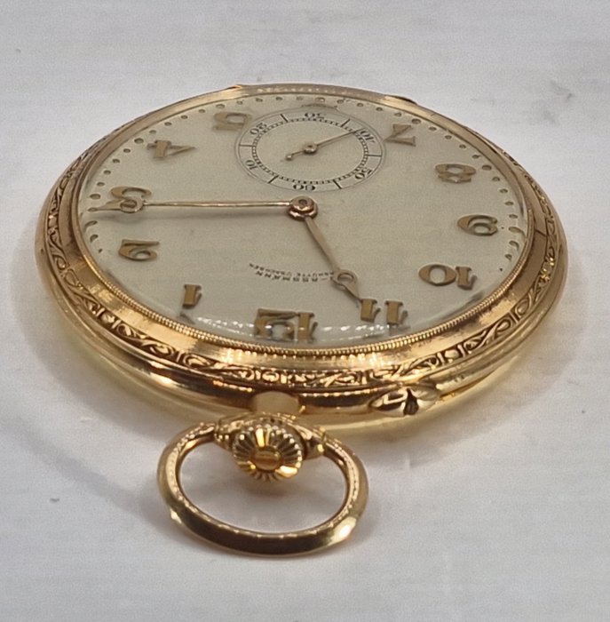 Julius Assmann Glashütte Sa - 14K Lepine Goldtaschenuhr - Uhr Nr 25752 - feine Gravur - Tyskland omkring 1925