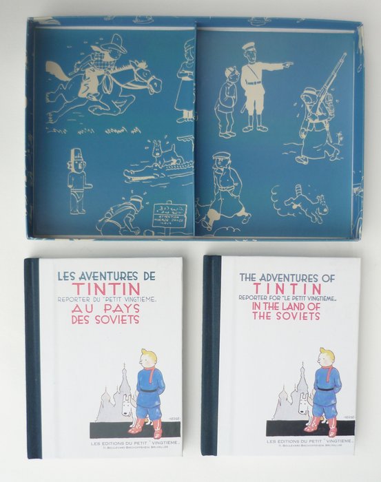 Tintin - 1 Coffret Tintin au Pays des Soviets - Anglais / Français + 2x Tiré à part - Begrænset udgave - 1973/1989