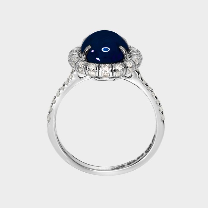 Ingen mindstepris - Ring - 14 karat Hvidguld -  3.90ct. tw. Safir - Diamant - IGI 3,44 ct Deep Blue