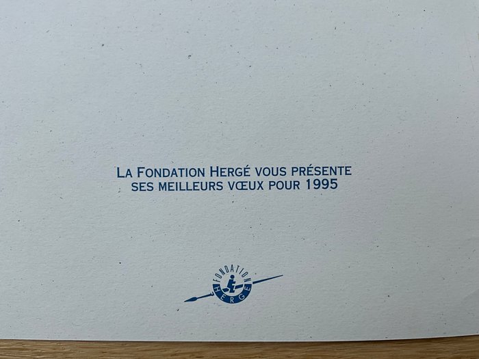 Hergé - Carte de vœux Fondation Hergé 1995 signée Fanny et Nick Rodwell + PH GODDIN