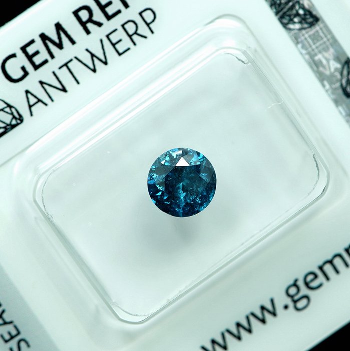 Ingen mindstepris - 1 pcs Diamant  (Farvebehandlet)  - 100 ct - Fancy intense Blå - I2 - Gem Report Antwerp (GRA)