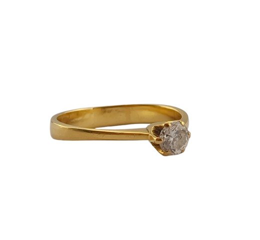 Ring - 19,2 kt. Gulguld -  0.25ct. tw. Diamant (Natur)