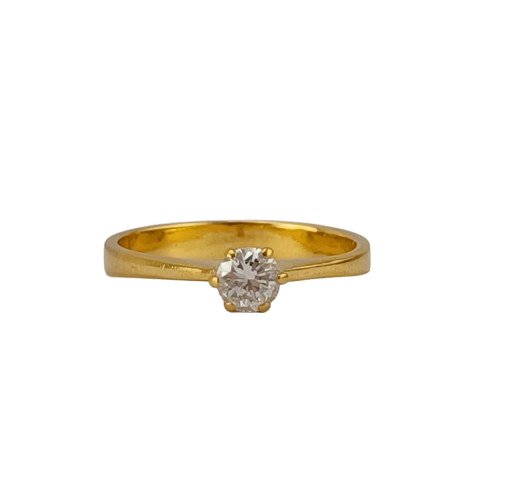 Ring - 19,2 kt. Gulguld -  0.25ct. tw. Diamant (Natur)