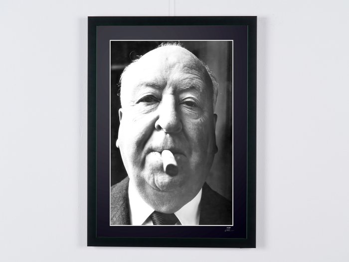 Alfred Hitchcock and his Cigar 1968 - Fine Art Photography - Luxury Wooden Framed 70X50 cm- Limited Edition Nr 03 of 30 - Serial ID 30738 - Original Certificate (COA) Hologram Logo Editor and QR Code - 100% New items