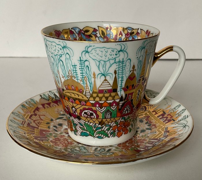 Lomonosov Imperial Porcelain Factory - Kop og underkop - Golden Spring espresso kopje - Porcelæn - Samling kop