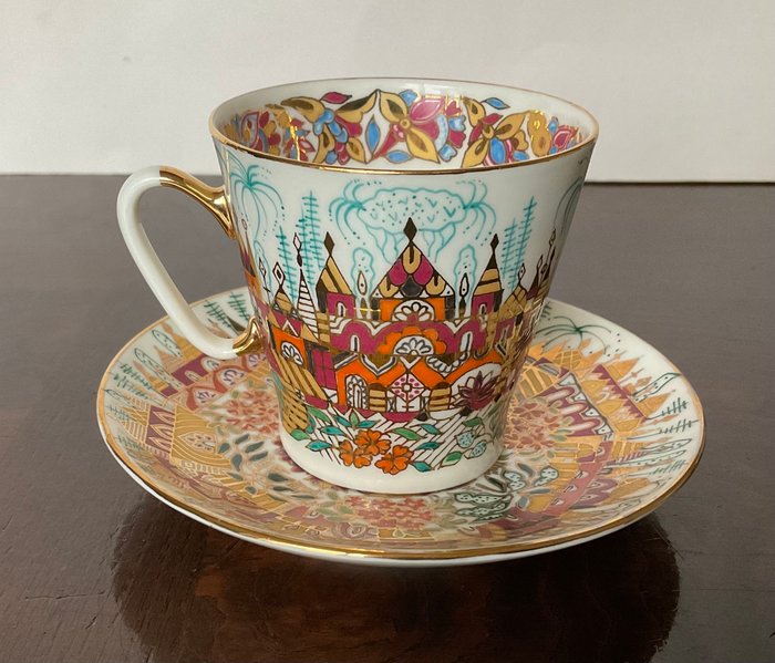 Lomonosov Imperial Porcelain Factory - Kop og underkop - Golden Spring espresso kopje - Porcelæn - Samling kop