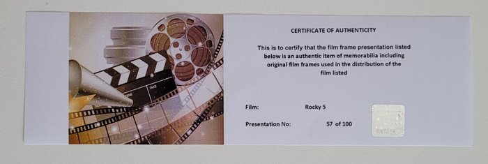 Rocky 5 - Framed Film Cell Display with COA