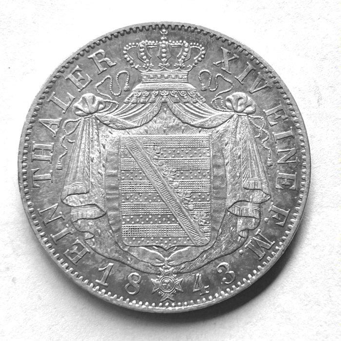 Tyskland Sachsen Friedrich August II (1836-1854) Thaler (taler) 1843  (Ingen mindstepris)