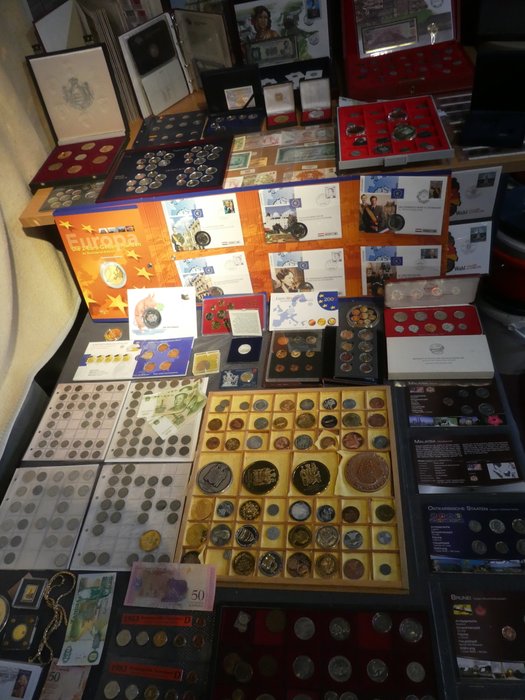 Verden. Collection of coins/banknote/medals/euro inkl. pp from old to modern (800 pieces)  (Ingen mindstepris)