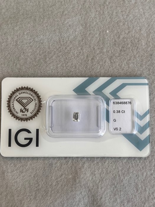 1 pcs Diamant  (Natur)  - 0.38 ct - Smaragd - G - VS2 - International Gemological Institute (IGI)