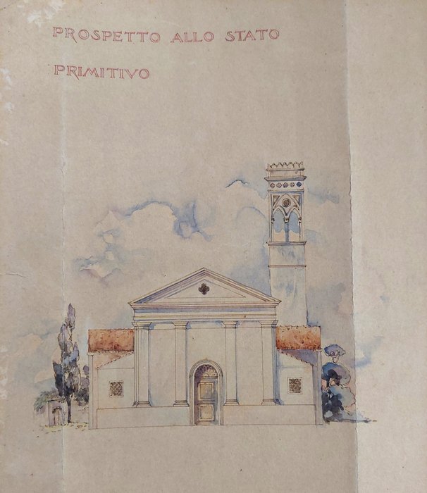 Dokument - Anonimo - Progetto architettonico e prospettico della chiesa di Castion (BL) - 1900