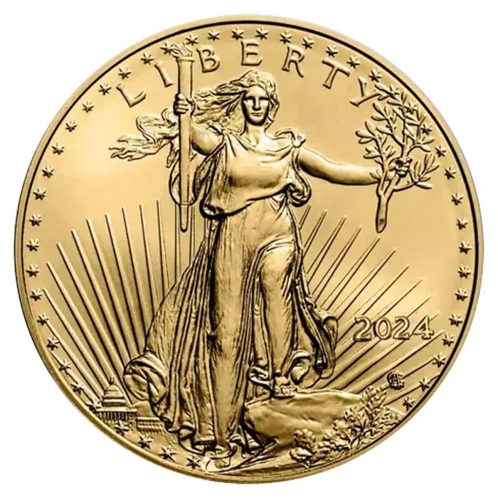 Förenta staterna. 2024 1/4 oz $10 USD American Gold Eagle Coin BU