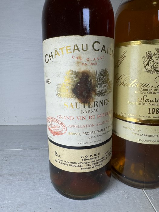 Sauternes: 1981 Château Coutet 1983 Château Caillou  1985 Château Suduiraut - Barsac Sauternes - 3 Flasker (075 L)