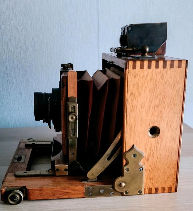 Antike Plattencamera, Edelholz, ca.1900, Verschluss,Optik, Plattencamera Analogt kamera