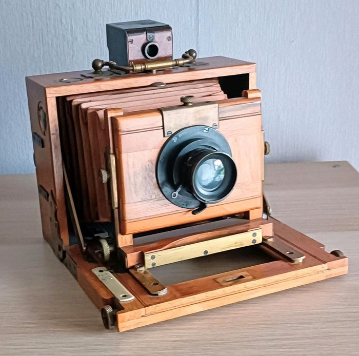 Antike Plattencamera, Edelholz, ca.1900, Verschluss,Optik, Plattencamera Analogt kamera