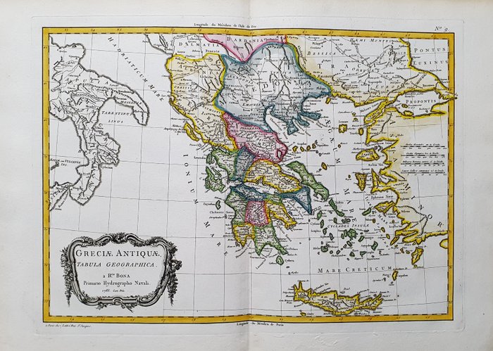 Europa - Grækenland / Balkan / Kreta / Athen / Makedonien; G. Rizzi Zannoni / Janvier / Lattre - Greciae Antiquae Tabula Geographica - 1761-1780