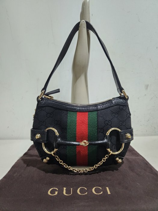 Gucci - Mini Bag a spalla - Baguette Bag - Monogramm GG - Horsebit - Era Tom Fod - Anni 2000 - Skuldertaske