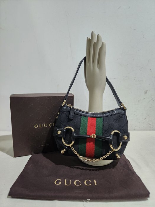 Gucci - Mini Bag a spalla - Baguette Bag - Monogramm GG - Horsebit - Era Tom Fod - Anni 2000 - Skuldertaske