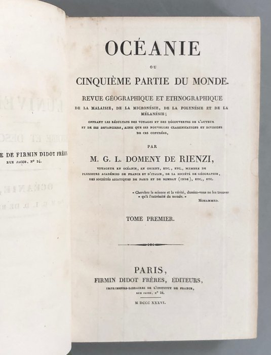 Grégoire Louis Domeny de Rienzi - Océanie ou cinquième partie du monde - 1836-1837