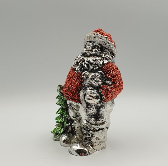 Babbo Natale rivestito in Argento 925 e smalto - Statuette - .925 sølv, Sølvbelagt