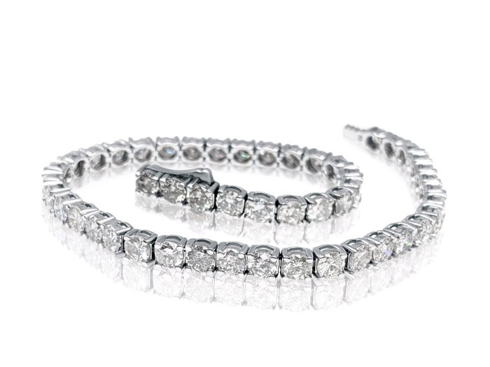 Armbånd - 14 karat Hvidguld -  8.00ct. tw. Diamant (Natur) - GCI