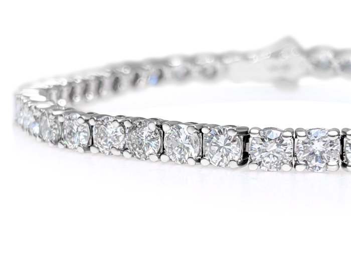 Armbånd - 14 karat Hvidguld -  8.00ct. tw. Diamant (Natur) - GCI