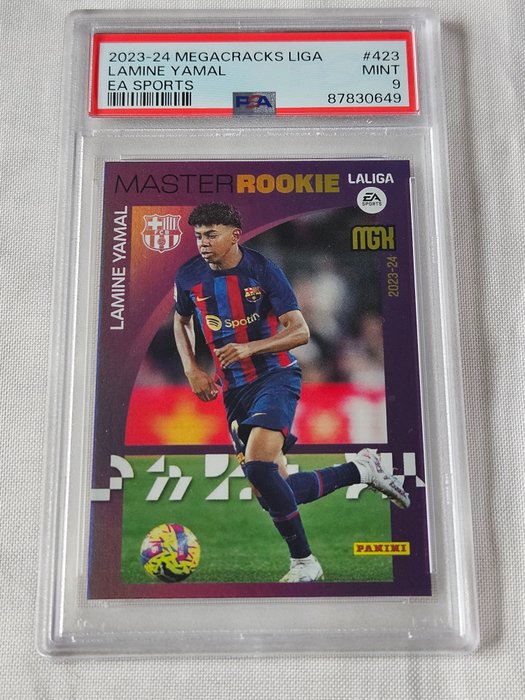 2023/24 Panini Megacracks Liga EA Sports Lamine Yamal #423 Master Rookie PSA 9 - 1 Graded card