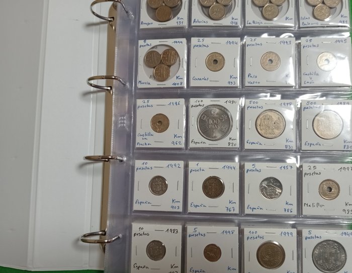 Verden. Lote de 262 monedas del mundo: 82 de España, 180 del mundo (46 países del mundo)  (Ingen mindstepris)