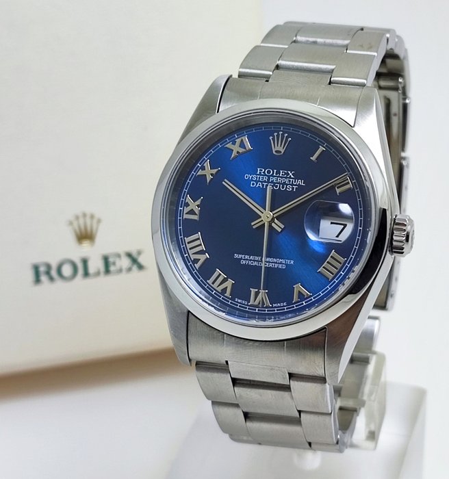 Rolex - Datejust 36 - Blue Dial - Ref 16200 - Mænd - 2002