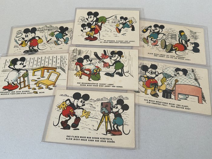 Mickey Mouse - 7 Tyske postkort (begyndelsen af 1930'erne) - WHB