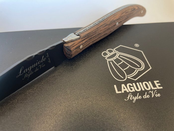 Laguiole Style de Vie - Bordknive sæt - Laguiole bøfknive med ægthedscertifikat - Wenge træ - Rustfrit sort stål