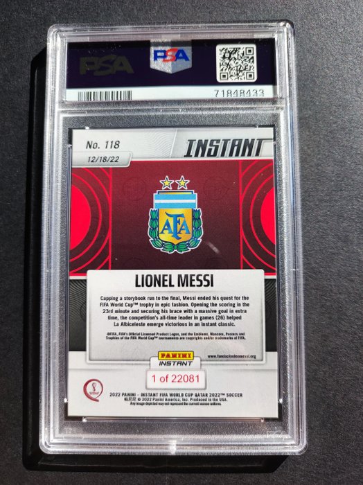 2022 Panini Instant World Cup Lionel Messi #118 PSA 10 Graded card