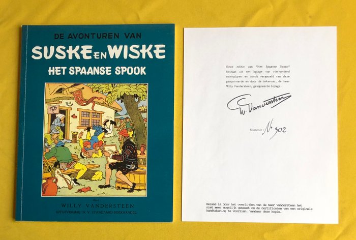 Suske en Wiske - Dirk Vermeirre bibliofiele uitgave - Het Spaanse spook - Gedrukte handtekening Willy Vandersteen - 1 Album - Begrænset og nummereret udgave - 1990