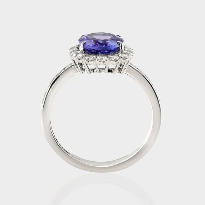 Ingen mindstepris - Ring - 14 karat Hvidguld -  3.02ct. tw. Tanzanit - Diamant - IGI 2,34 ct lavendel