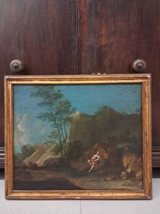 Fiammingo Del (XIX) Secolo - Paesaggio Rupestre con figure