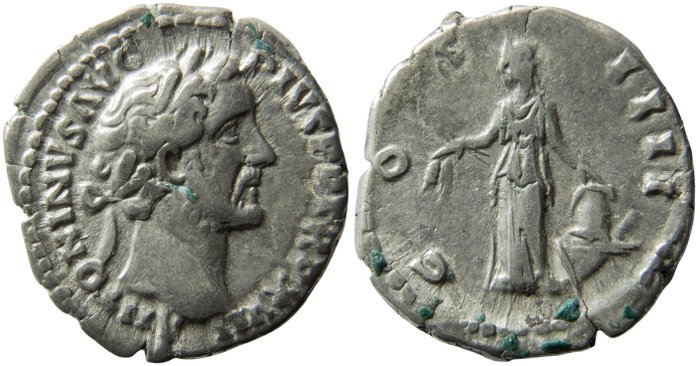 Romarriket. Antoninus Pius (138-161.. Denarius minted in Rome, 151-152. COS IIII Annona  (Ingen mindstepris)